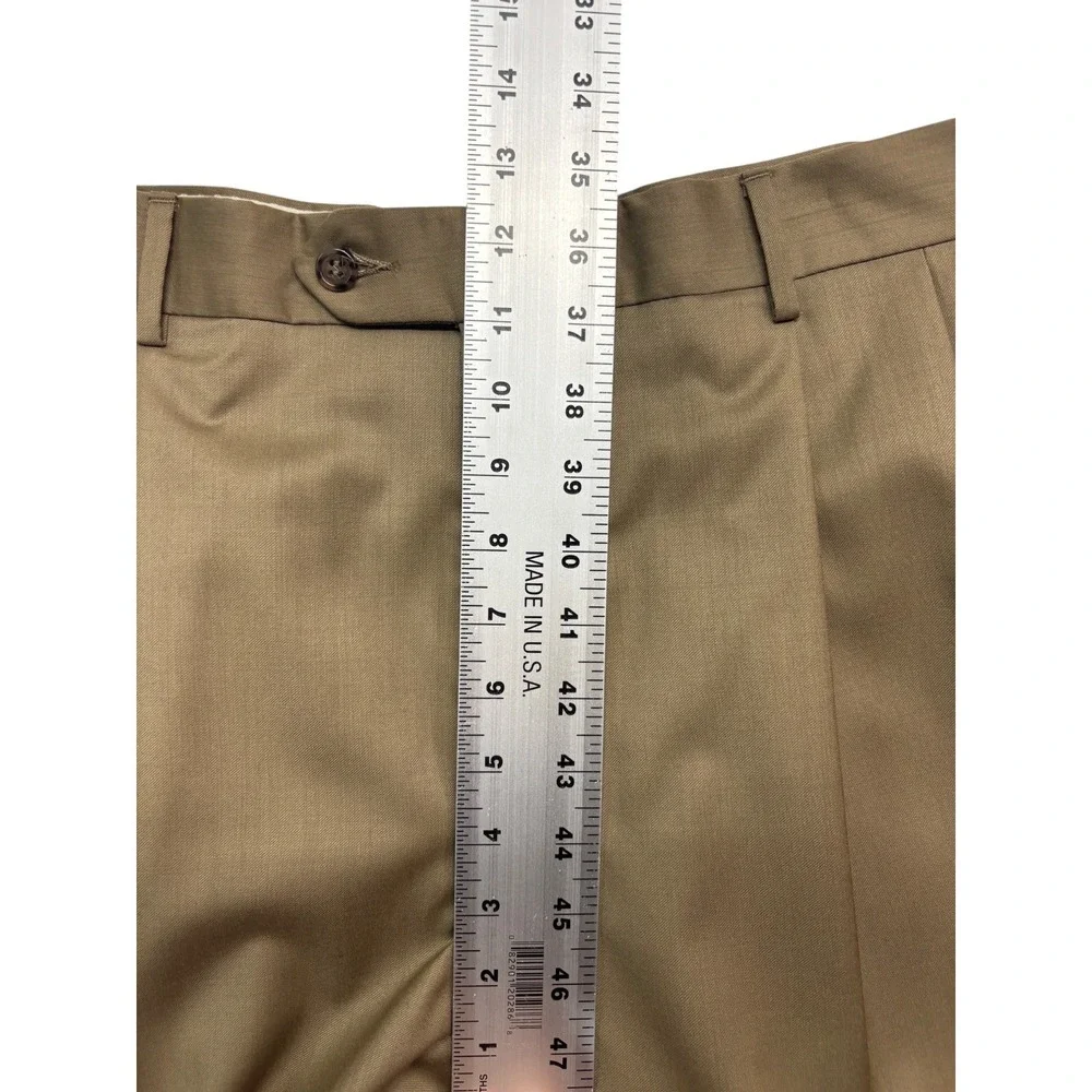 Jos A Bank 42S 36x30 Tan 2pc Pant Suit Signature Collection Pleated Cuffed Wool